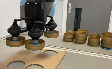 Vacuum robotic gripper on universal robots cobot collaborative robot pick and place feasibility study for packing application