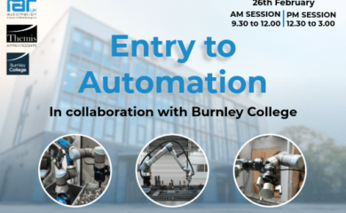 Entry to Automation at Burnley College, collaborative robot demo event.